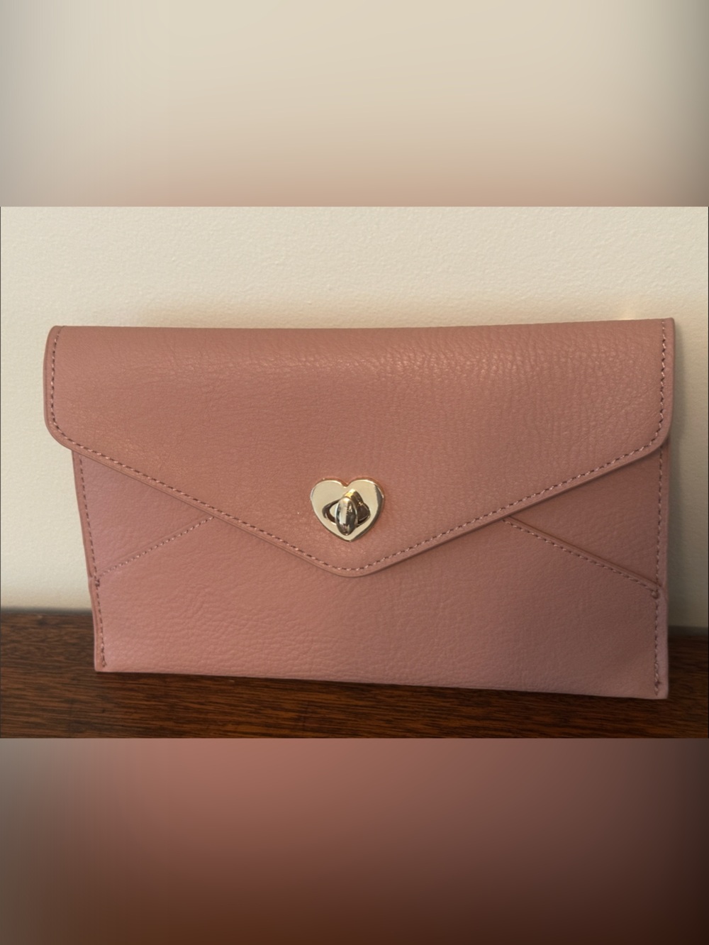 LC Lauren Conrad Dusty Pink Heart-Accent Wallet Clutch